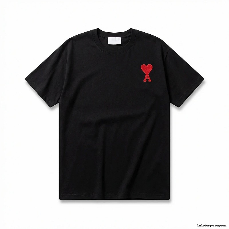 AMI Love Embroidery Simple Black T-shirt