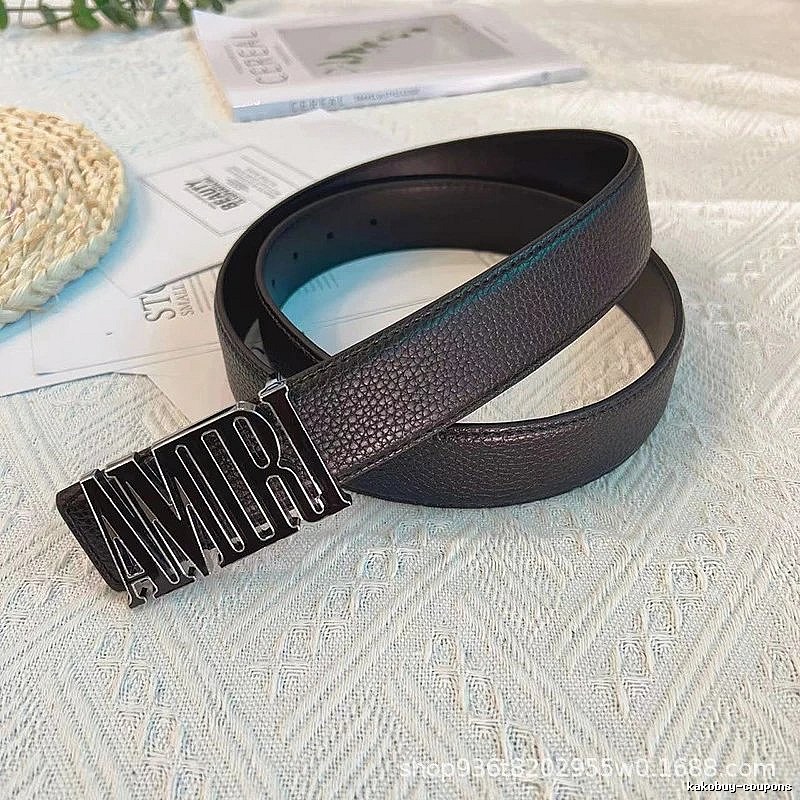 Amiri Monogram Logo belt Black Belt Metallic for Layered Styling