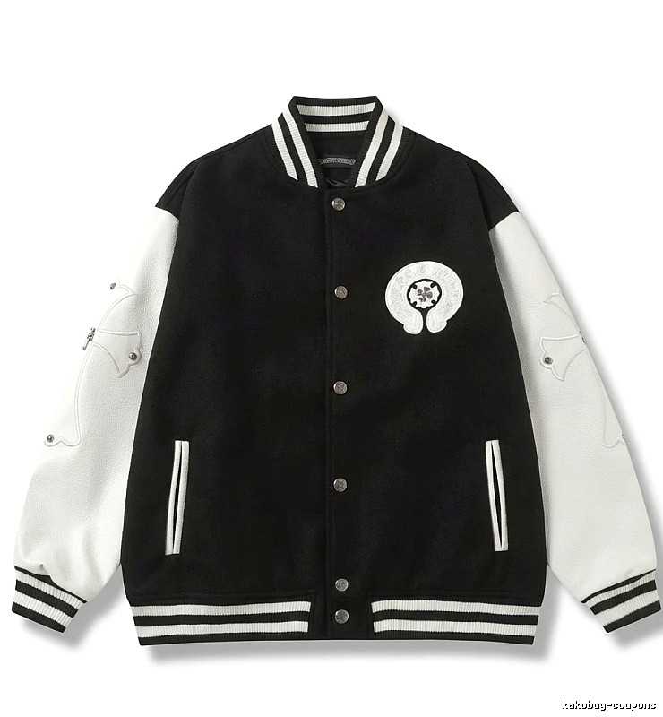 Chrome Hearts Baseball Style Black and White Jacket