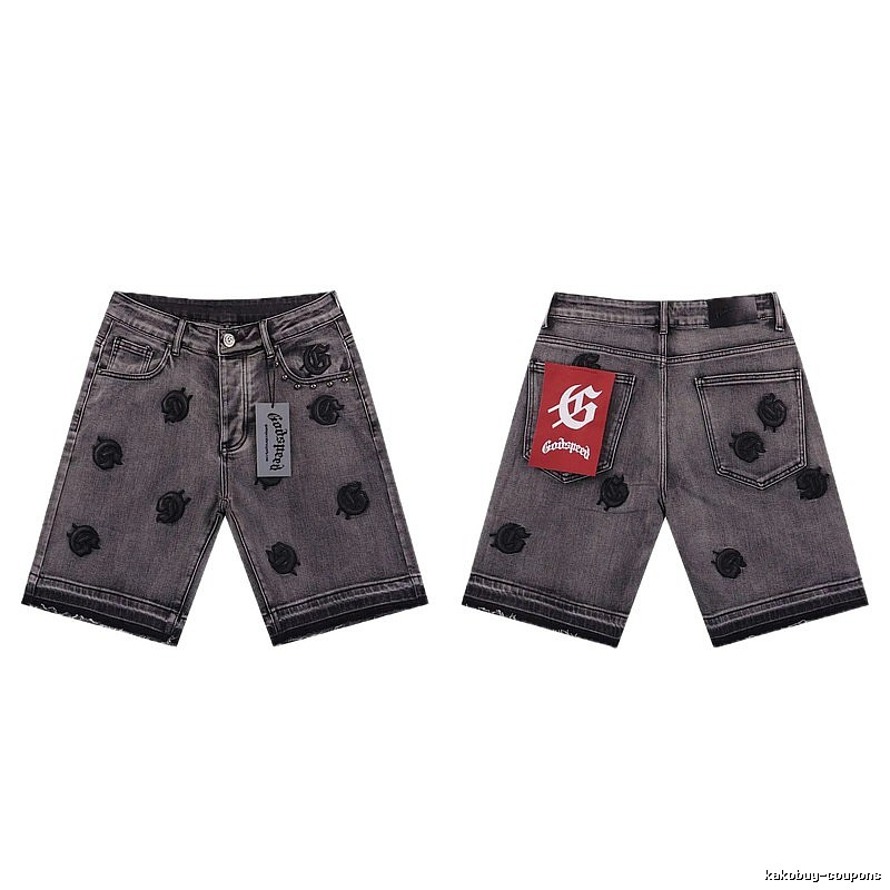 Godspeed Embroidered Street Style Ash Denim Shorts
