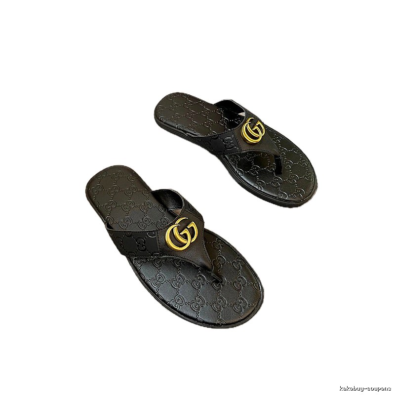 Gucci Double G Casual Style Black Flip-Flops
