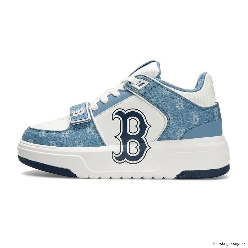 MLB denim-style blue and white sneakers