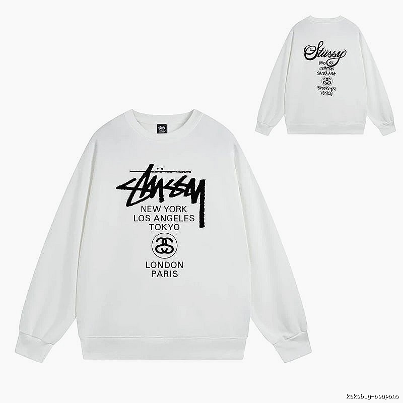 Stussy White Style 541 Graphic SweatShirt Coffee Run
