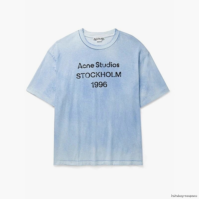 Acne Studios 2090-80 Deep Blue Style Ac908046 Stockholm Logo T-Shirt Casual Layering