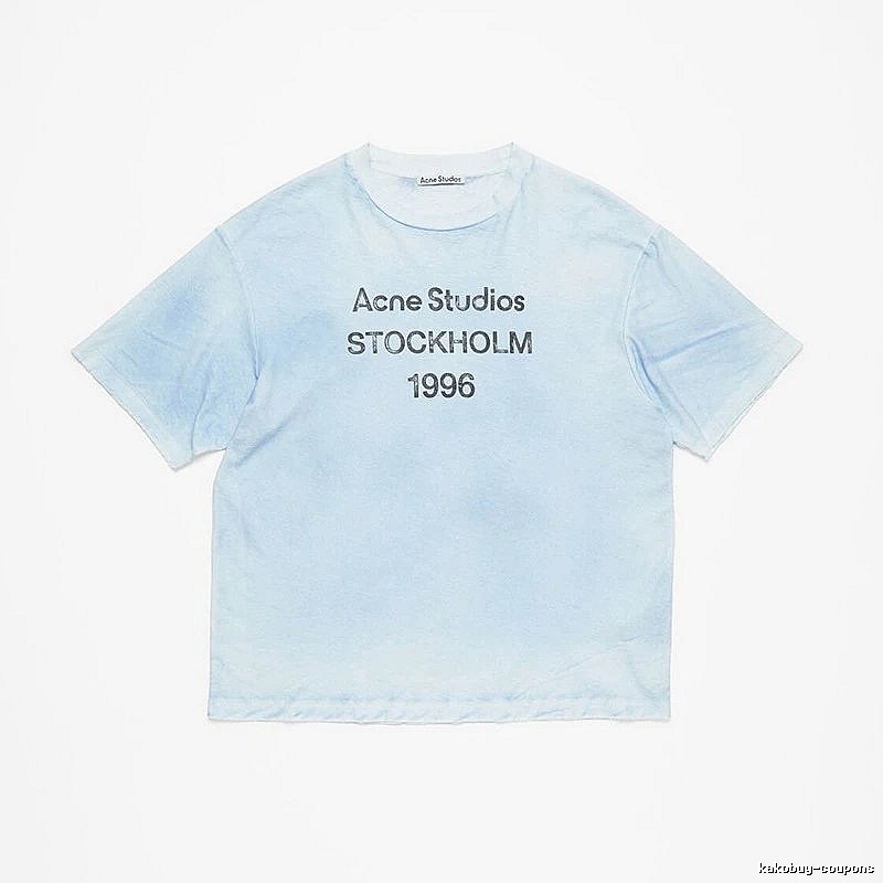 Acne Studios 2090-80 Light Blue Style Ac908046 Stockholm Logo T-Shirt Gift Ready