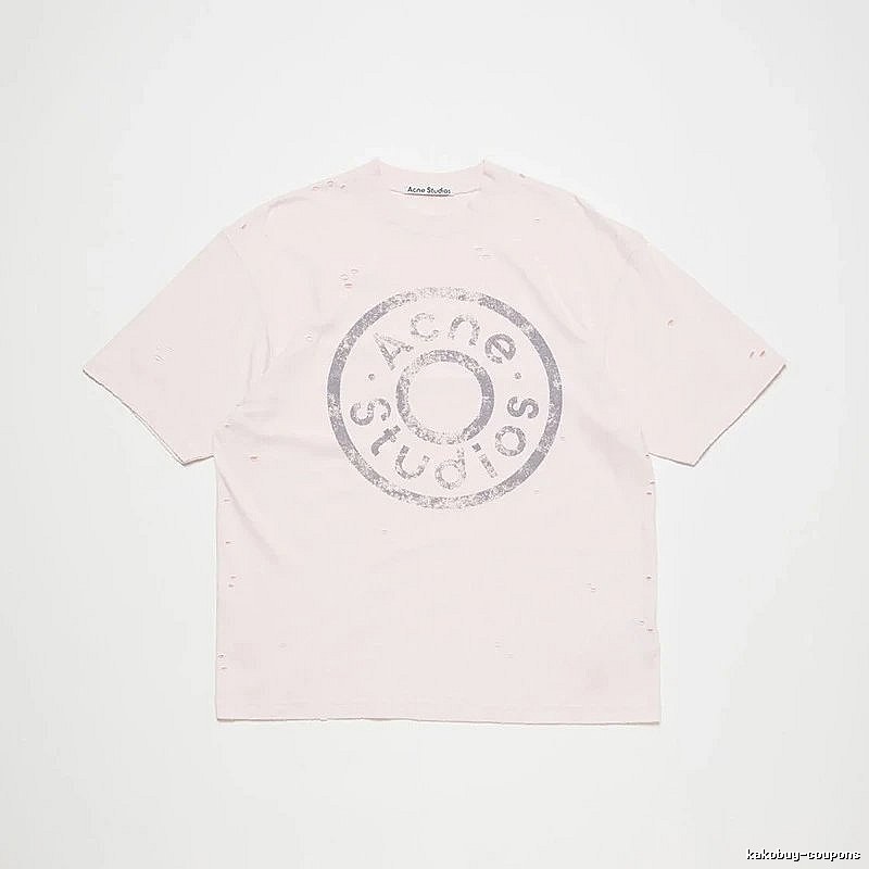 Acne Studios 2090-80 Pink Multicolor Pink Style Ac908041 Stockholm Logo T-Shirt Commuter Look