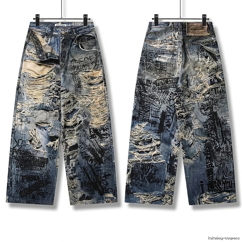Acne Studios graffiti and ripped jeans