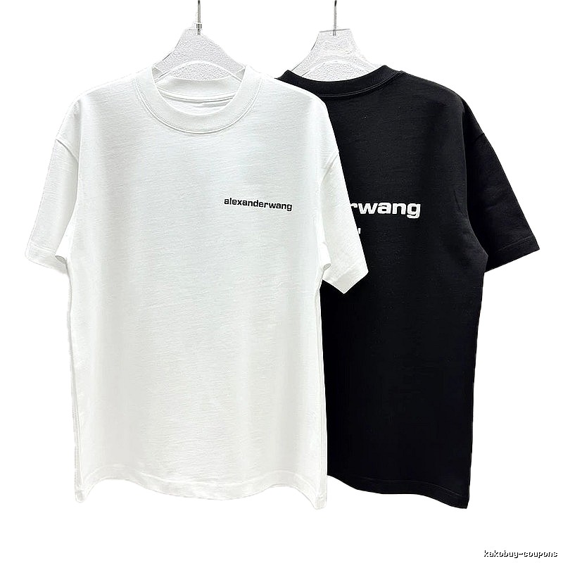 Alexander Wang Minimalist Letter Style Black and White Short Sleeve T-Shirt
