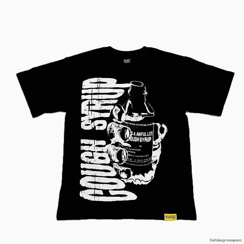 ALOCS Syrup Print Street Style Black T-Shirt