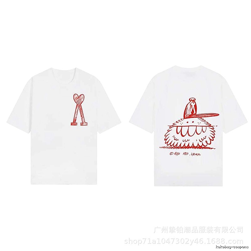 AMI cartoon printed white T-shirt