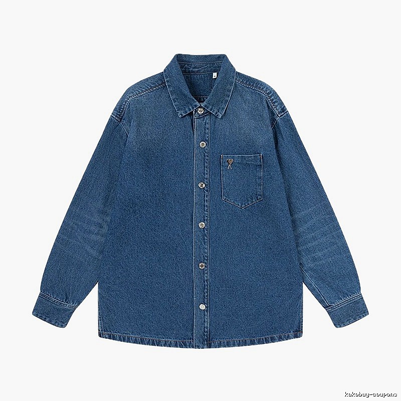 AMI casual style denim blue shirt