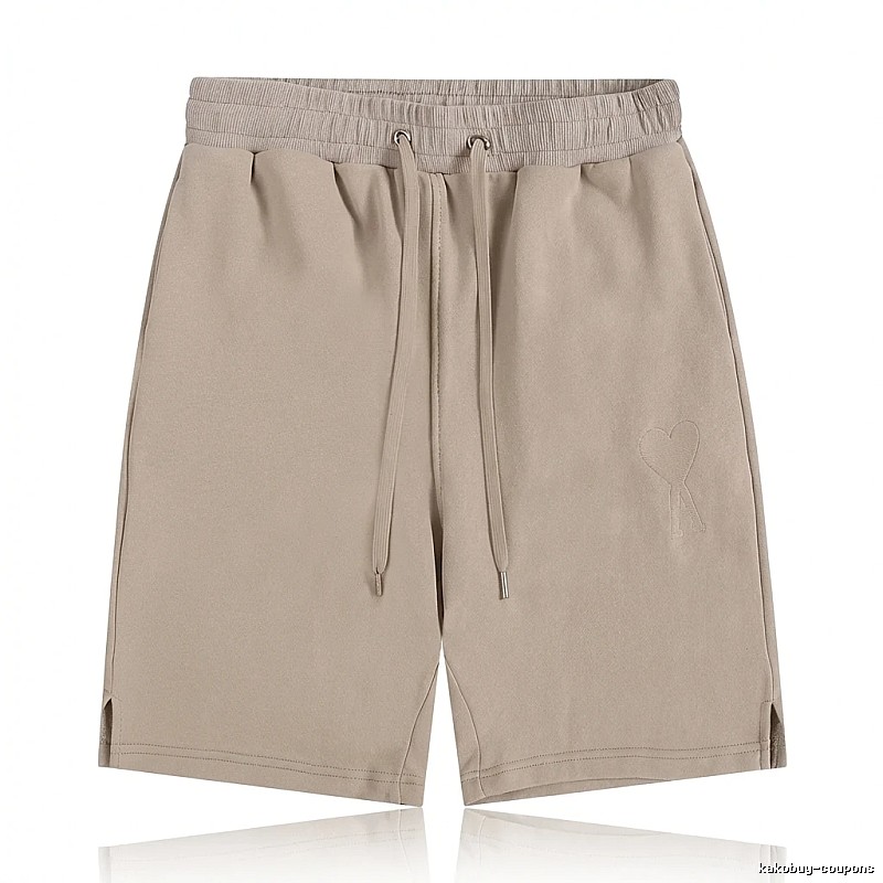 AMI Embroidered Trendy Brand Khaki Shorts