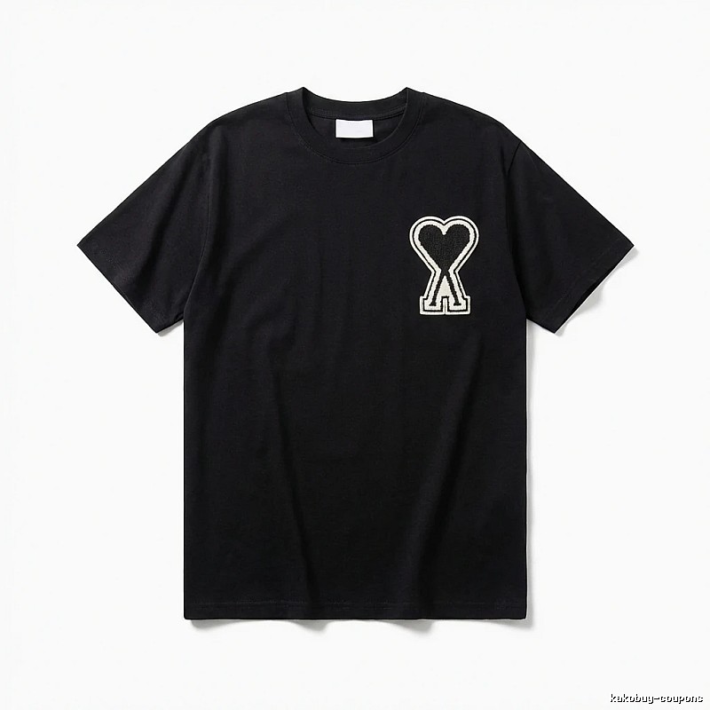 AMI Heart-shaped Pattern Black T-shirt