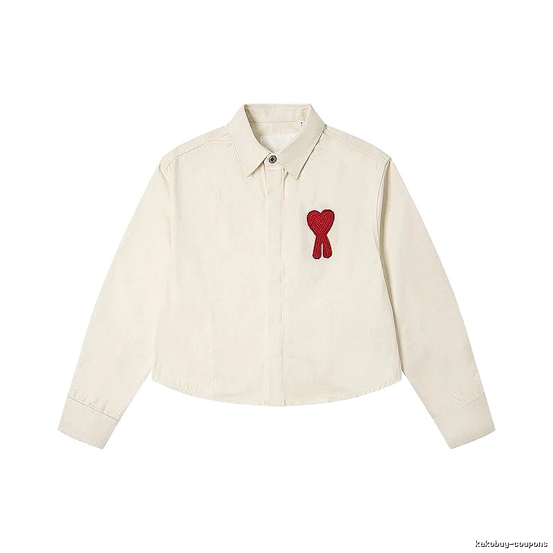 AMI Love Embroidery Minimalist Style White Shirt