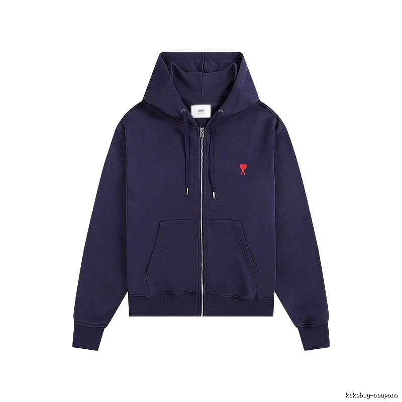 AMI Love Embroidery Style Dark Blue Hoodie