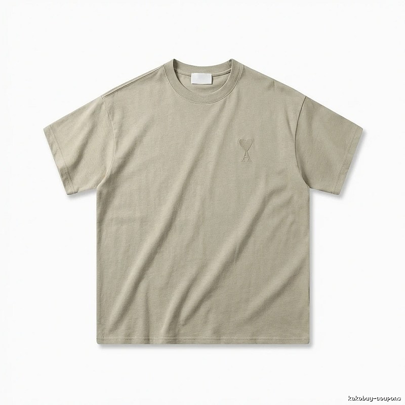 AMI minimalist style khaki T-shirt