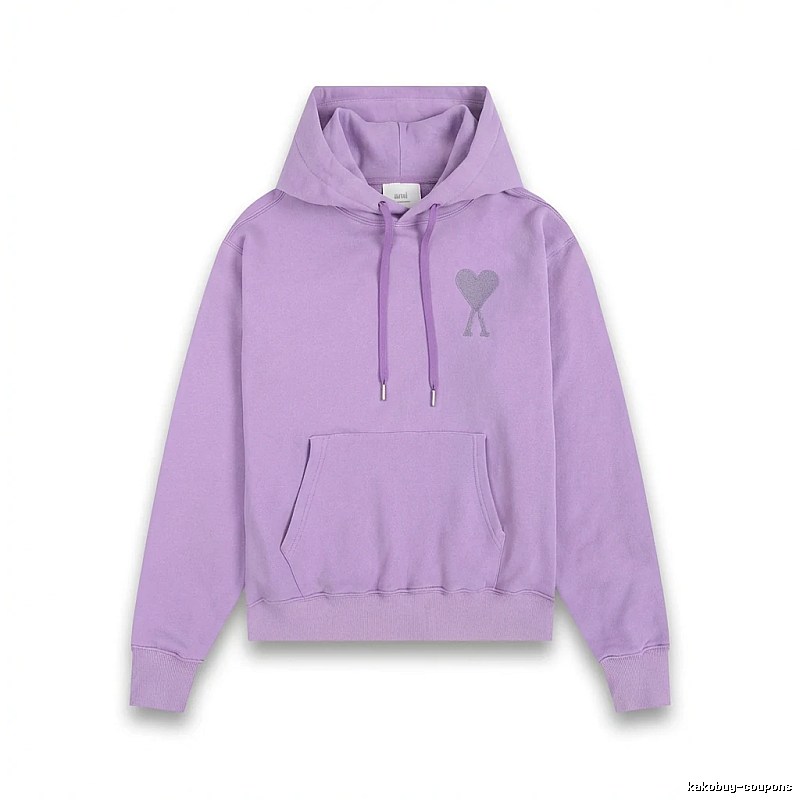 AMI series minimalist style purple hoodie