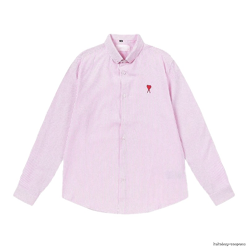 AMI Stripe Minimalist Style Pink Shirt