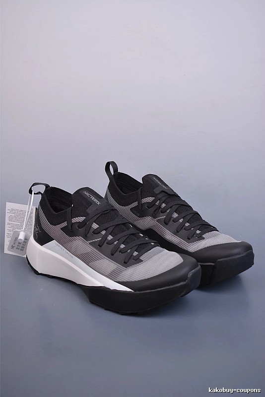 Arc'teryx Black, Gray and White Knit Trail Sneakers with Technical Upper