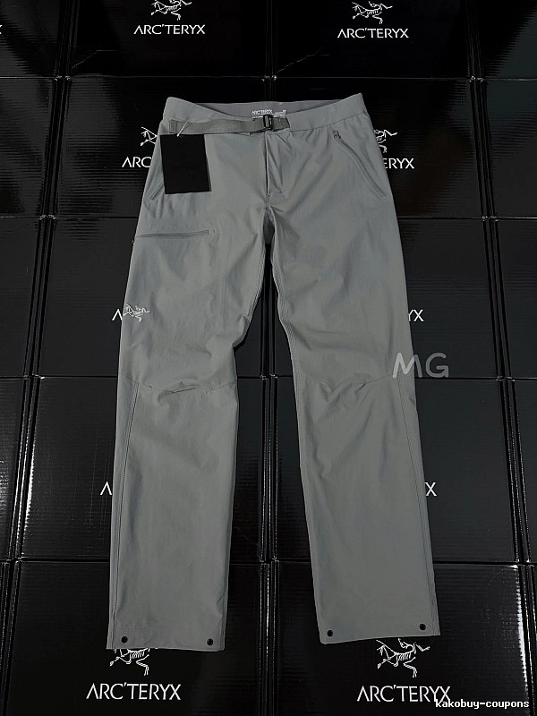 Arc'teryx Gray Technical Hiking Pants with structured outdoor cut and articulated knee seams