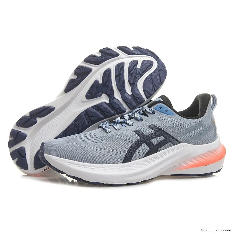 ASICS retro-style grey-blue running shoes