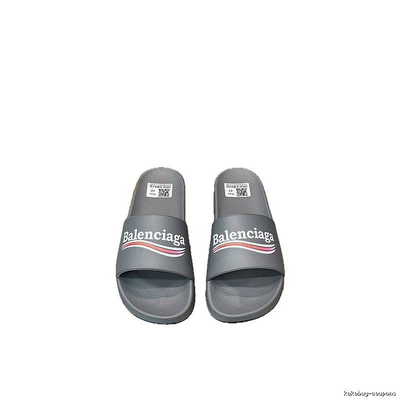 Balenciaga Casual Color Stripe Gray Slide Slippers