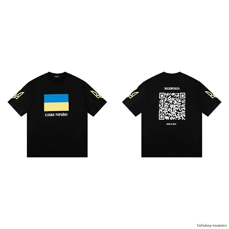 Balenciaga Charity Print Trendy Style Black Short-sleeve T-Shirt