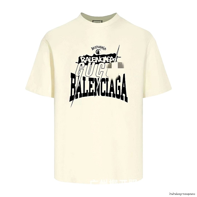 Balenciaga Co-branded Printed Street-style Off-white T-shirt