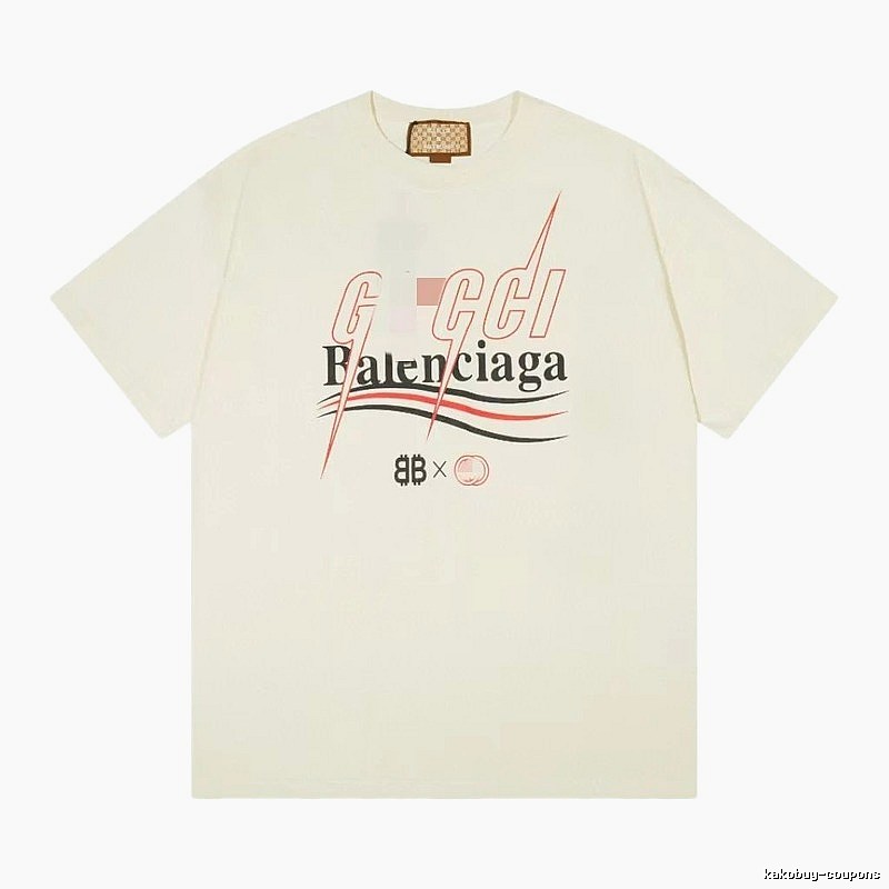 Balenciaga Co-branded Printed Streetwear Off-white Short-sleeve T-shirt