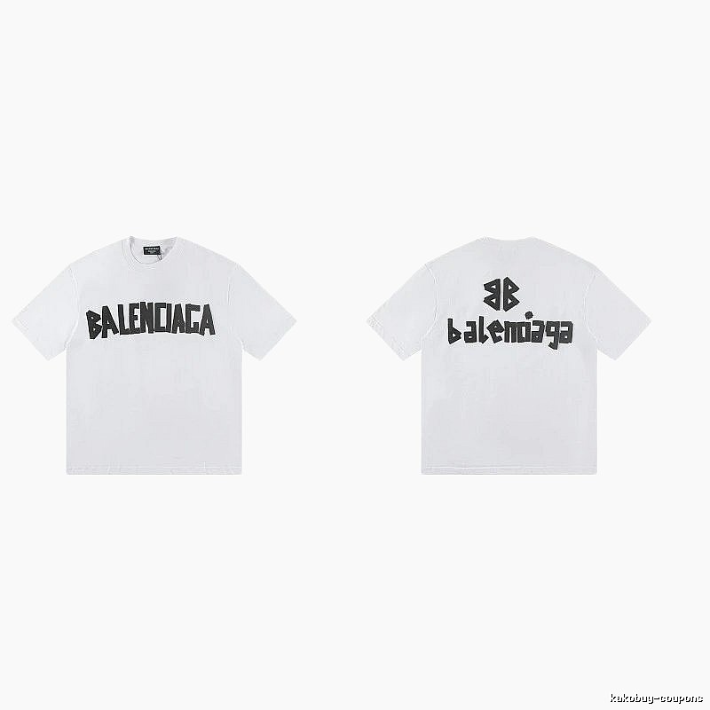 Balenciaga Double B Printed Street Style White T-shirt