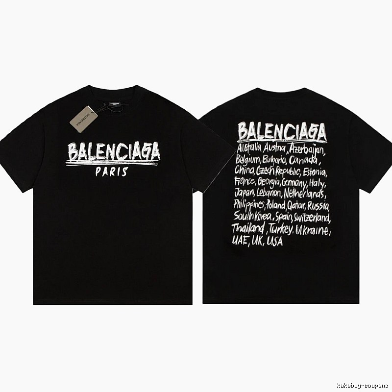 Balenciaga Graffiti Street Style Black Short Sleeve T-shirt