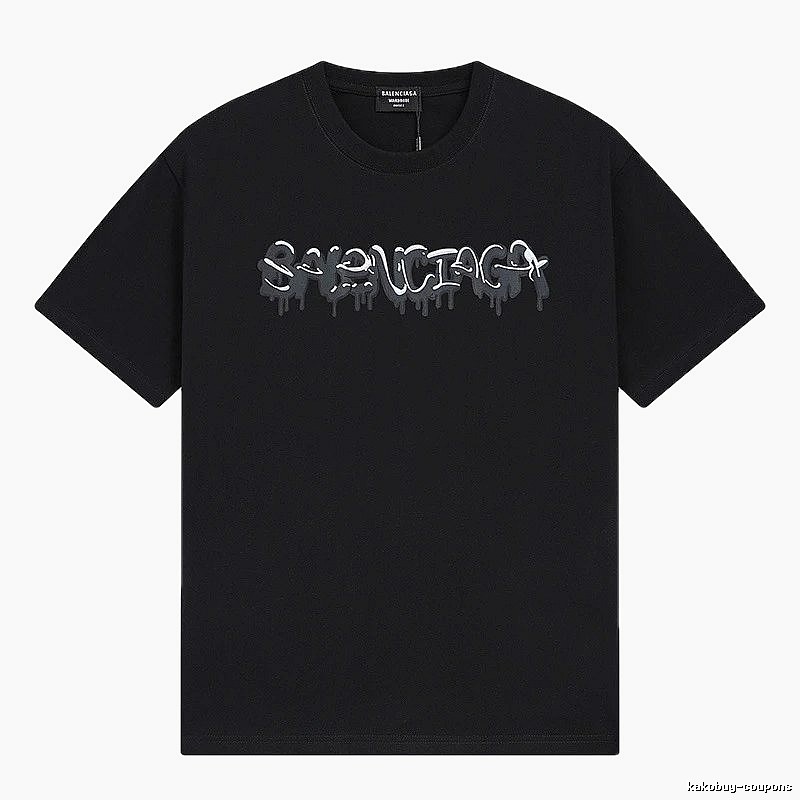 Balenciaga Graffiti Street Style Black Short Sleeve T-shirt