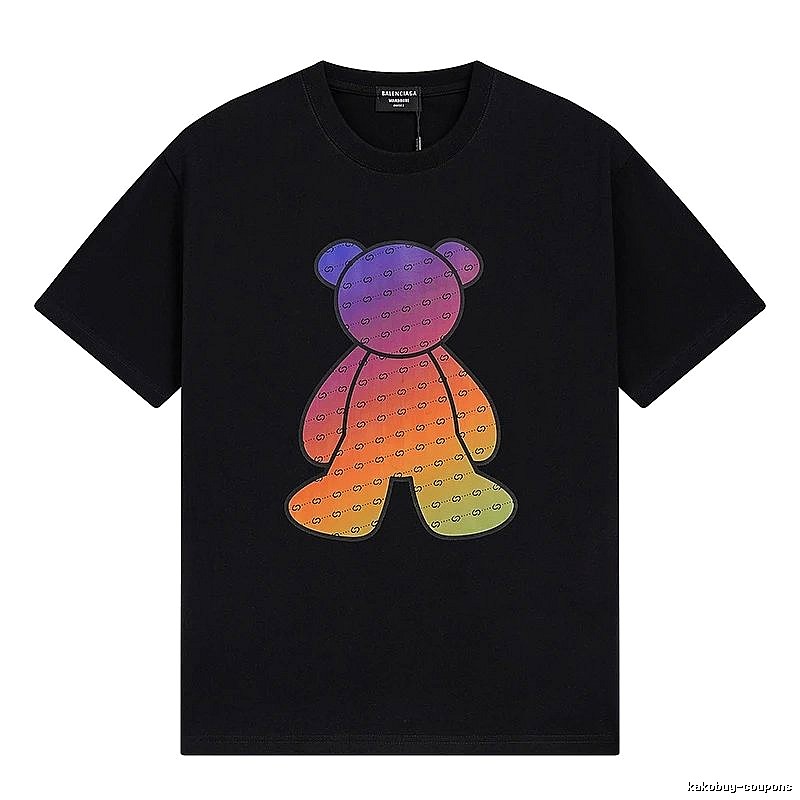 Balenciaga Rainbow Bear Short-sleeve Shirt
