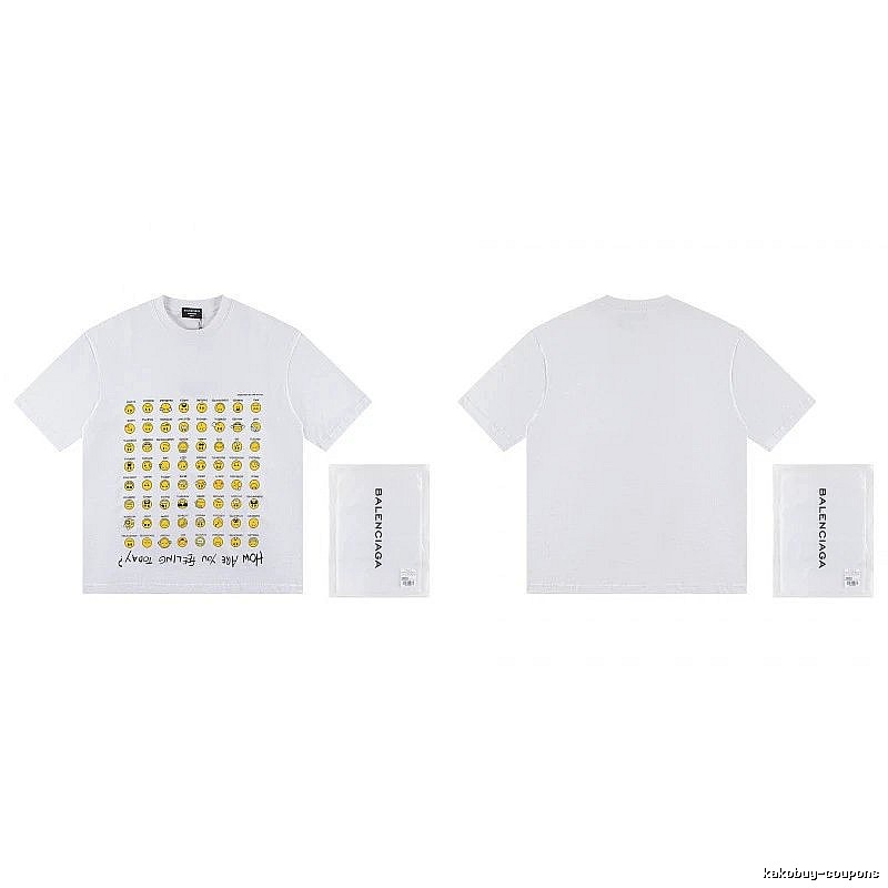 Balenciaga Smiley Face Printed Street Style White T-shirt