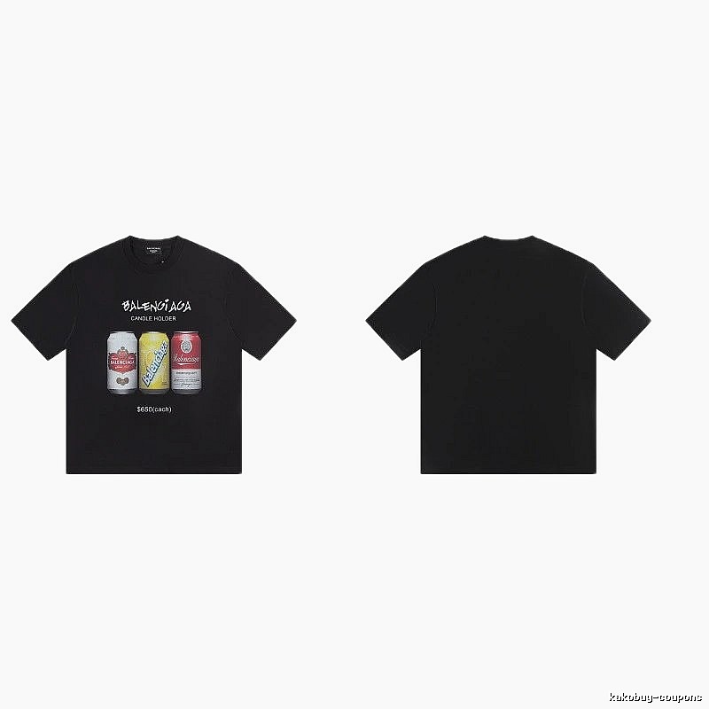 Balenciaga Street Style Black T-shirt with Coca-Cola Print