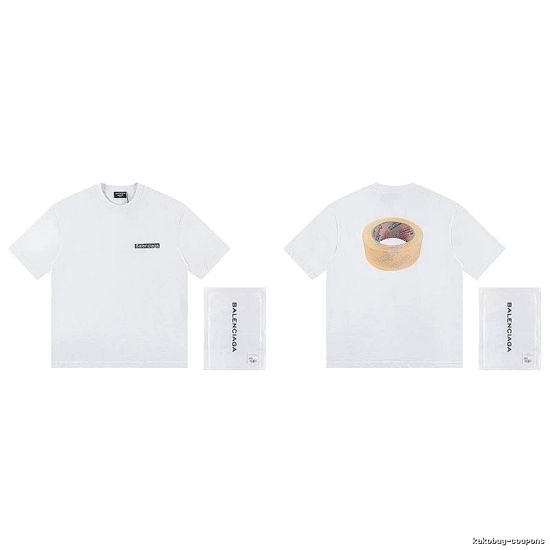 Balenciaga Tape Print Streetwear White T-Shirt