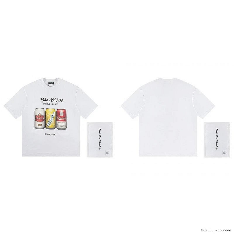 Balenciaga Trendy White T-Shirt with Soda Can Print