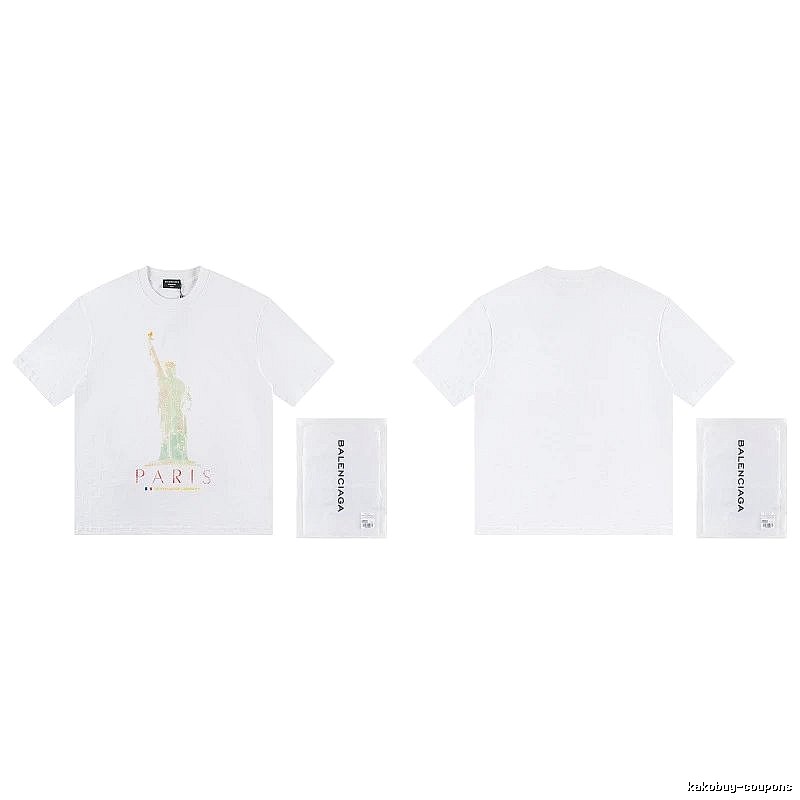 Balenciaga Trendy White T-shirt with Statue of Liberty Print