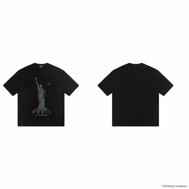 Balenciaga Vintage Style Statue of Liberty Black T-Shirt