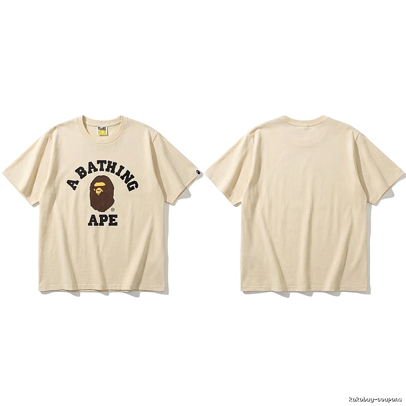 Bape Ape Head Minimalist Style Beige T-shirt