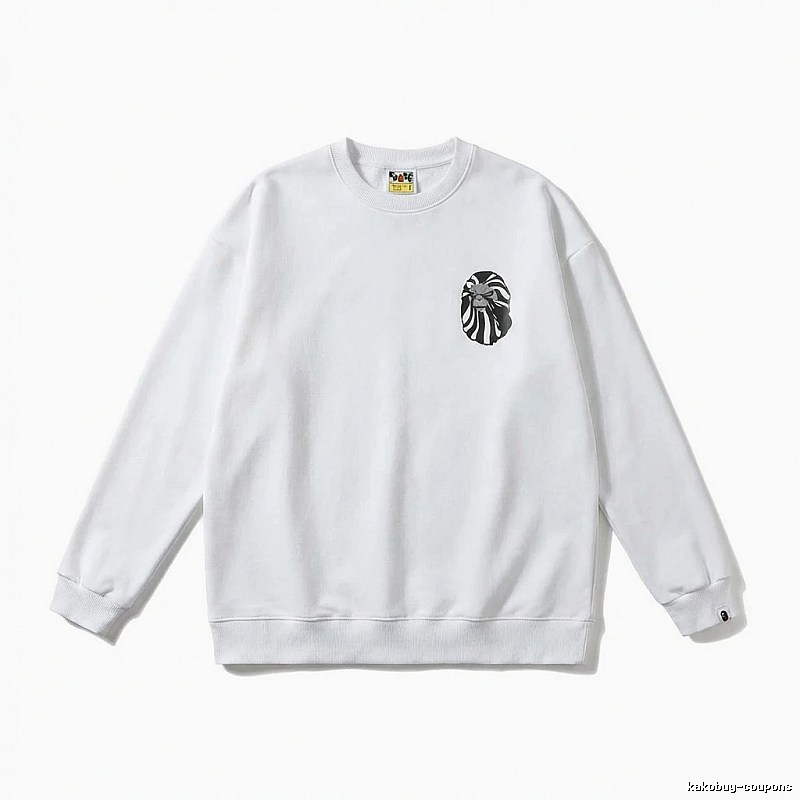 Bape Ape Head Minimalist Style White Sweatshirt