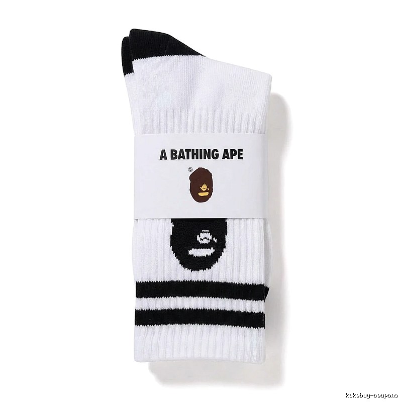 Bape black and white minimalist style socks