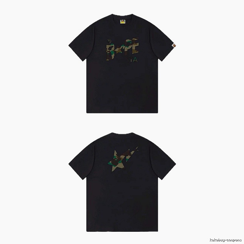 Bape camouflage style black T-shirt