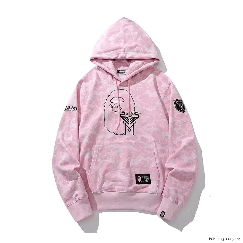 Bape camouflage-style pink hoodie