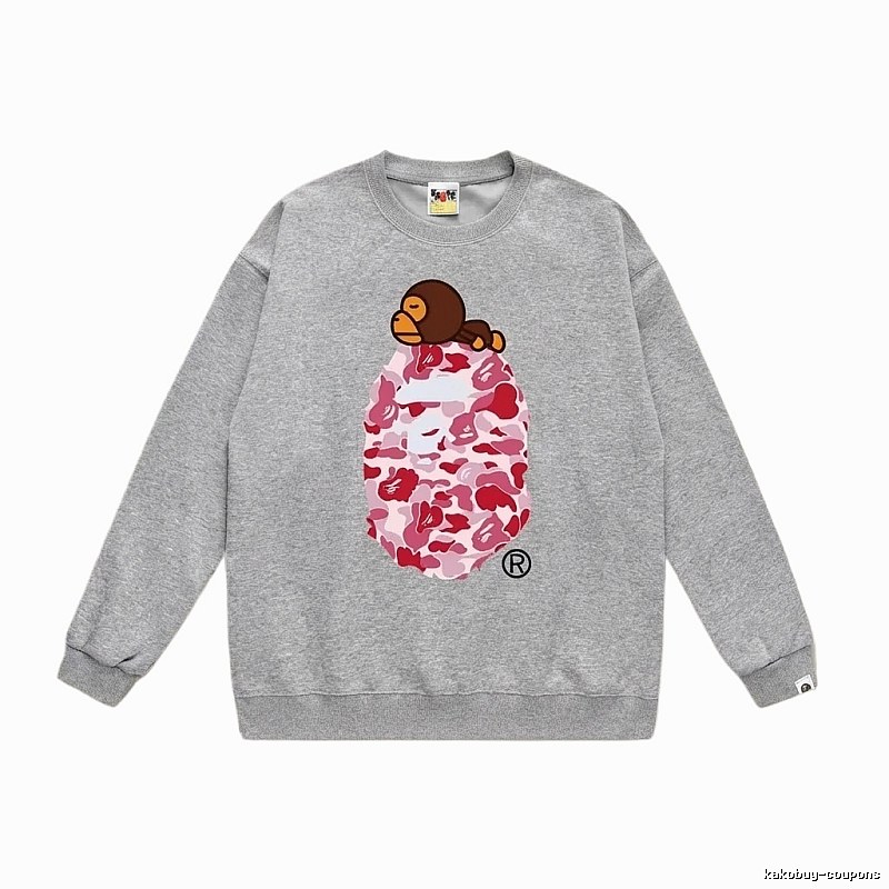 Bape cartoon camouflage style gray sweatshirt