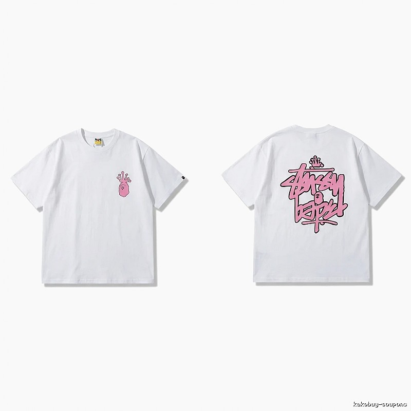 Bape Co-branded Pink Trendy T-shirt