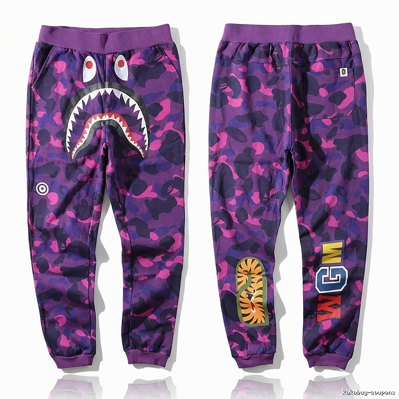 Bape Shark Camouflage Style Purple Pants