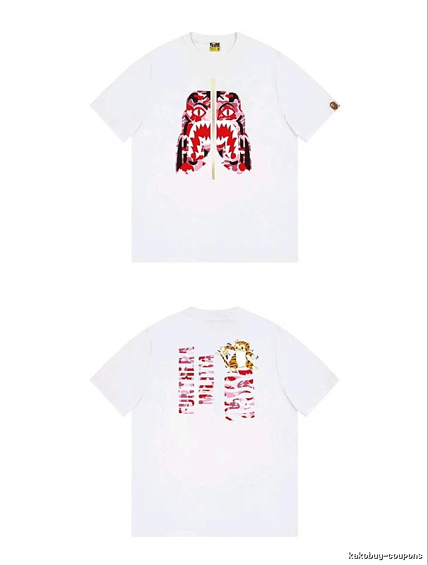 Bape Shark Camouflage Style White T-shirt