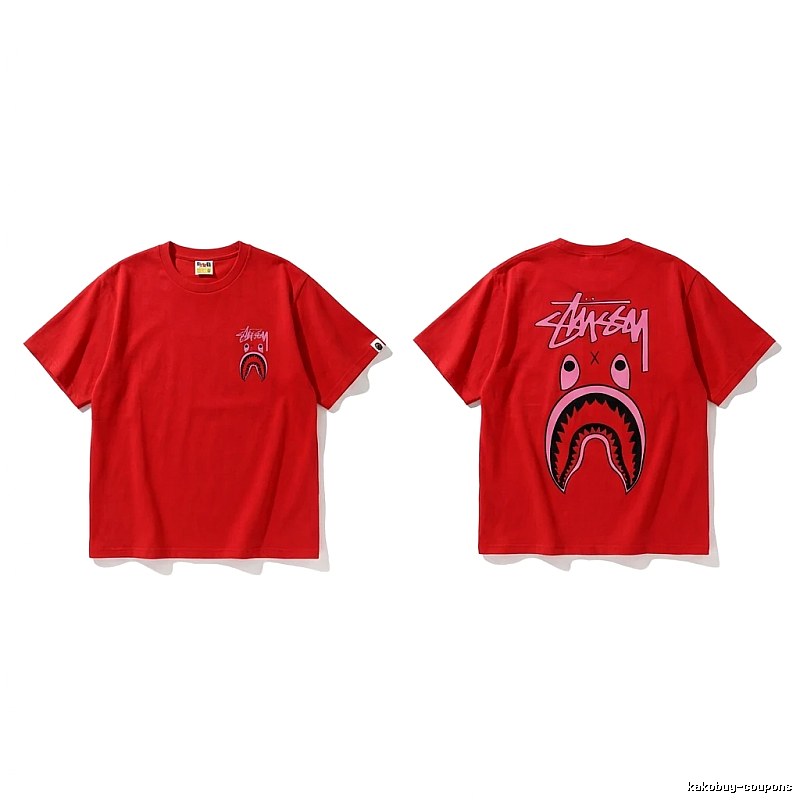 Bape Shark Series Red Trendy T - shirt.