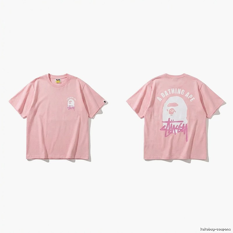 Bape trendy brand pink T-shirt